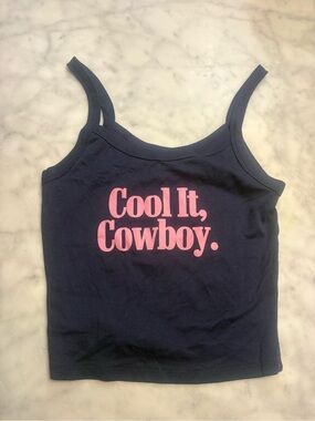 Charlie Southern “Cool It, Cowboy” Pink-Print Navy Camisole Tank